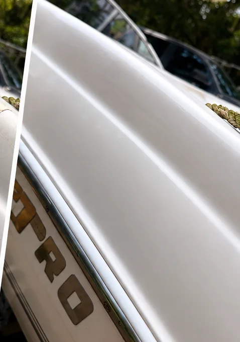 Same gunwale after seamless fiberglass and gelcoat repair